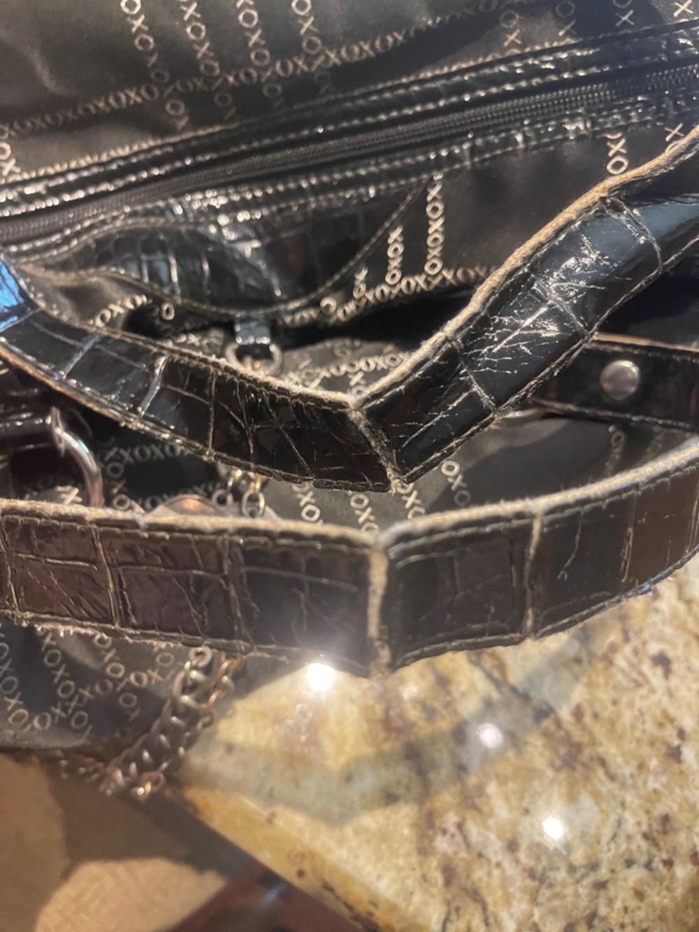 XOXO Black Logo-Print Chain-Accent Shoulder Bag - Picture 5 of 5